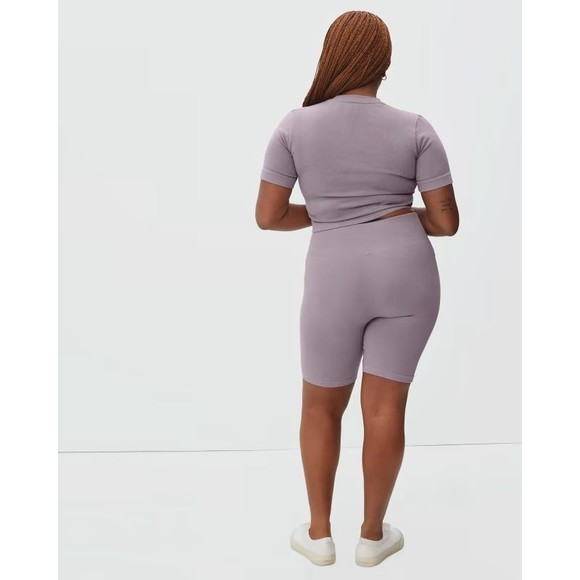 Everlane XS/S Seamless Bike Short Purple Rib Knit High Waist Gym Yoga NWT - Picture 2 of 11